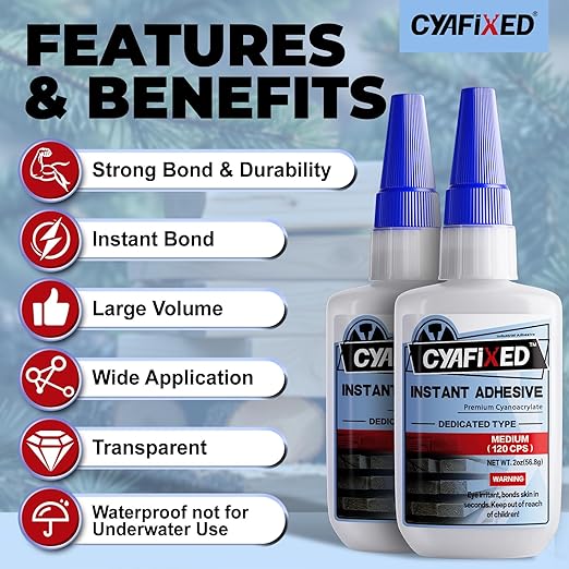 Wood Super Glue 113.6 Gram 4oz, Clear Instant Medium Cyanoacrylate Adhesive Liquid for Woodworking Wooden Crafts Furniture Repairs, All Purpose Strong CA Glue for Metal Glass Plastic Ceramic Leather