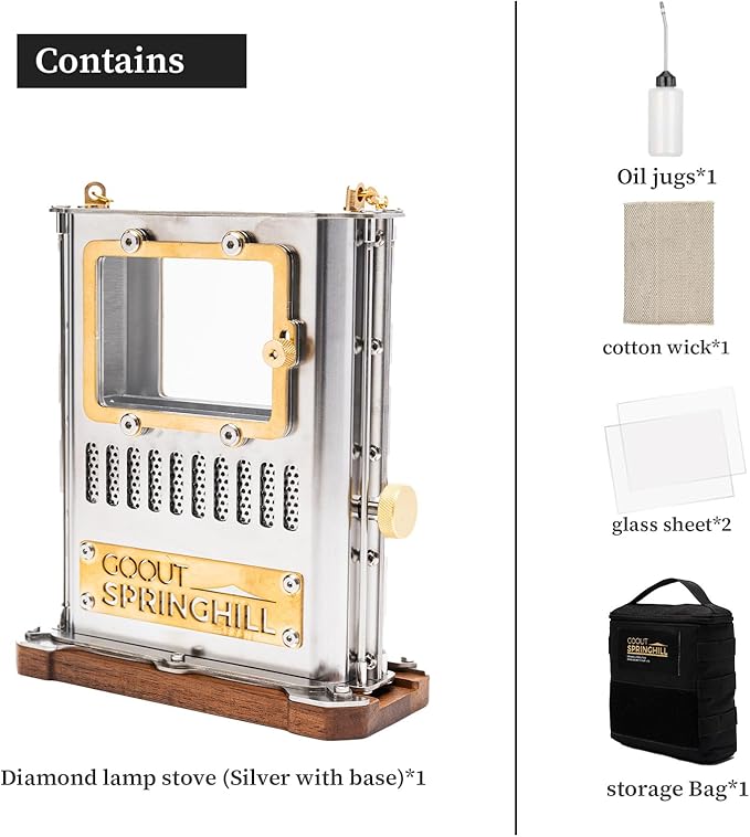 Camping Oil Lamp Portable Stove Hanging Kerosene Lantern for Outdoor Lighting Warming Silver
