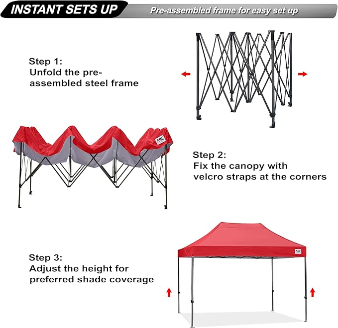 ABCCANOPY Patio Pop Up Canopy Tent 10x15 Commercial-Series (Red)
