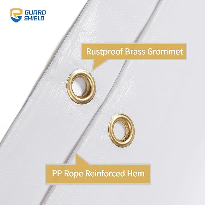 GUARD SHIELD Extreme Heavy Duty White Poly Tarp 20x20 Feet Cover Waterproof Tarps 20mil Thick UV and Tear Resistant Tarpaulin