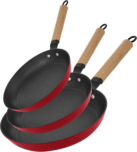 YUTANN 8&10&12 Inch Pre-seasoned Cast Iron Skillet,Enameled Non-stick Frying Pans with Detachable Handle,Lightweight,Dishwasher Oven Safe (500°F)