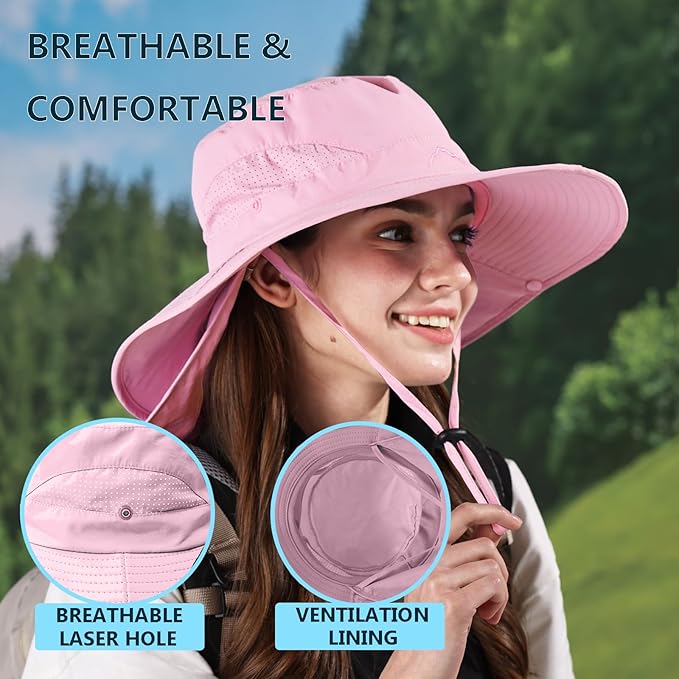ZOORON Sun Hat for Men Women Fishing Hat with Neck Flap Wide Brim Bucket Hat UV Protection for Beach Camping Hiking