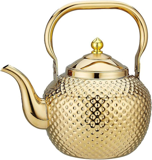 SANQIAHOME 1200ml teapot with Infuser stainless steel Water Boilers lifting handle Tea Maker Water Kettle for Induction/Gas gold