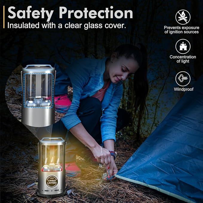 Candle Lantern, Camping Gear for Campers Use, Without Candles
