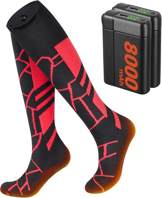 Heated Socks, 8000mAh Rechargeable Heated Socks for Men, Electric Socks for Women, Heated Ski Socks for Winter, Hunting, Skiing, Snowboarding,US 7-10 Size Inclusive, Non-APP Control