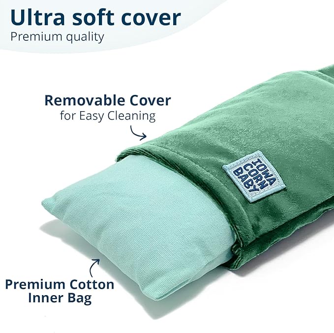Mini - Microwavable Heating Pad & Reusable Cold Pack - Weighted Heating Pad for Cold Hands, Sore Neck, Achy Wrists - 4” x 8” - 1 lb (Jade Green)
