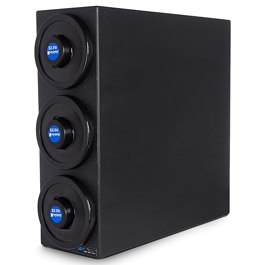 San Jamar Ez-Fit Cup Dispenser Cabinet, 3 Tiers with Black Trim Rings for Restaurants, Dining Halls, and Fast Food, Plastic, 22.375 x 7.75 x 23.75 Inches, Black