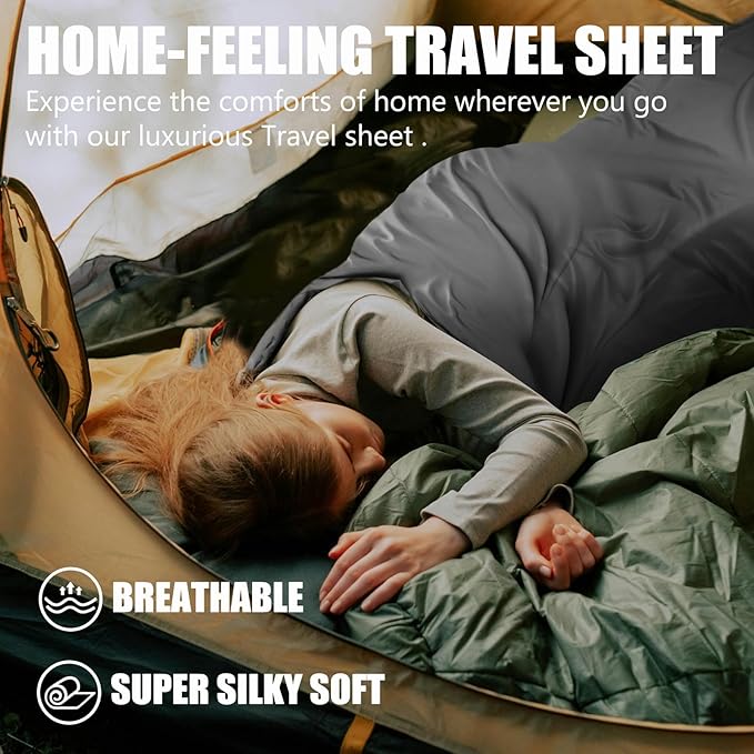 Frelaxy Ultralight Sleeping Bag Liner - Lighter & Compact, 3 Sizes Travel Sheets & Adult Sleep Sack, Comfy Breathable & Cooling & Silky Soft, Quick-Drying, for Backpacking, Hotel, Camping, Hostels