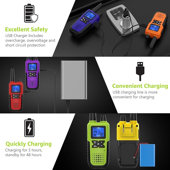 Walkie Talkies for Adults Long Range Rechargeable with Earpiece NOAA Weather Alert, Multi-purpose 2 Way Radio 6 Pack for Team Work Senior Care Kid Adventure Family Camping Hiking Skiing Cruise