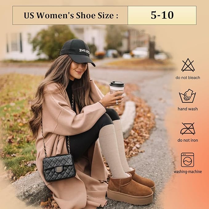 CTHH 3 Pairs Warm Knee High Socks for Women - Thick Cotton Thermal Boot Socks for Hiking, Running, Work, Gifts, Winter