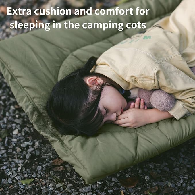 Naturehike Cot Mattress Pad, Sleeping Cot Pads, Comfortable Lightweight Cot Mat, Cotton Soft Warm Thick Camping Cot Pad, for Outdoor & Hiking, Snap Fasteners on The Bottom, with Storage Bag