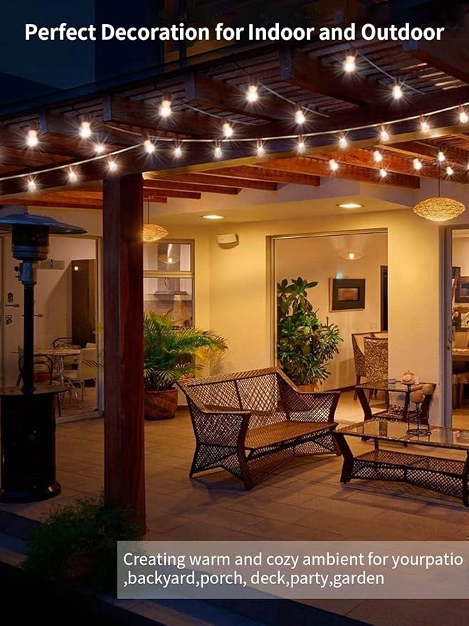 27Ft Led Outdoor String Lights,Patio Lights, S14 Edison Shatterproof Bulbs,for Patio Backyard Cafe Porch Garden Bistro Party Wedding Decoration (2 Pack)