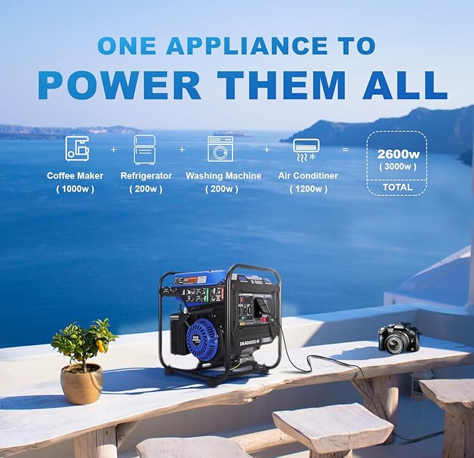 DK Upgraded Version 4000W Inverter Generator, Open Frame & Lighter Design, EPA Compliance, 30 Amps, for Outdoor Backup Camping Jobsite (DK4000Xi-M)