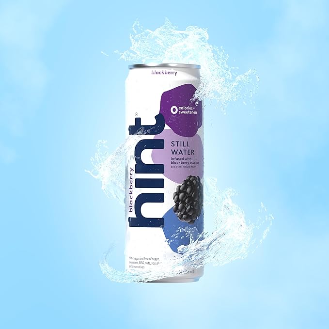 Hint Fruit-Infused Canned Water, Blackberry - Purified Flavored Water with Zero Calories, Natural Flavors, and Sugar Free - 12 Fl Oz Cans (Pack of 12)