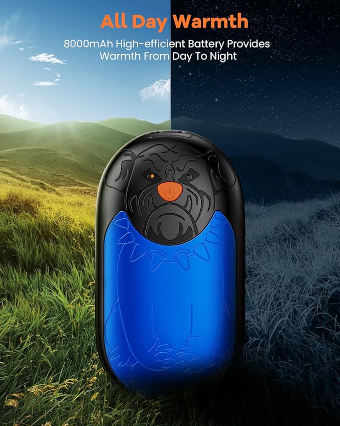 Hand Warmers Rechargeable 2 Pack, 8000mAh Electric Reusable Hand Warmer, Magnetic 2 in 1 Puppy-Shaped Portable Pocket USB Handwarmers with All Day Warmth, Best Warm Winter Gift Women Men
