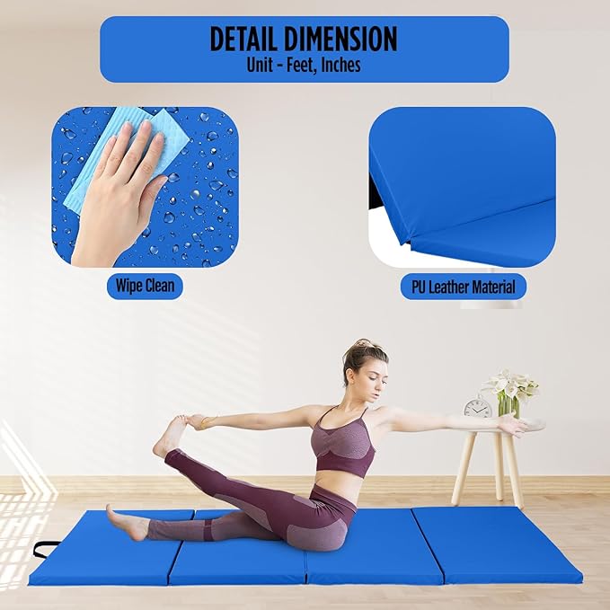 Gymnastics Mats Foldable Tumbling Mats Portable Gymnastics Exercise Mat 2'x6'/2.5'x6.4'/4'x6'/4'x8'/4'x10'/ Gymnastics Tumbling Mats Pad Home Exercise Panel Mat With Carrying Handles