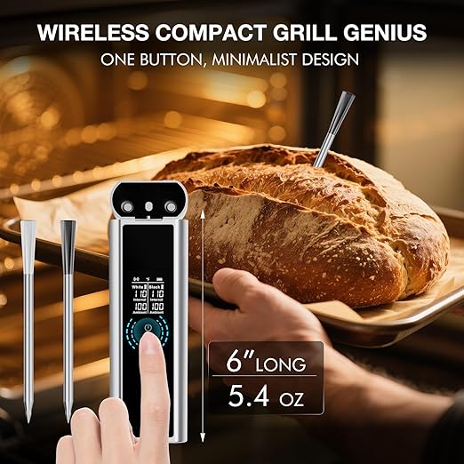Wireless Meat Thermometer for Smoker, Bluetooth Meat Probe Thermometer, Digital Cooking Thermometer 2 Probes with 650ft Range, for BBQ, Grill, Oven, Smoker, Air Fryer, Kitchen