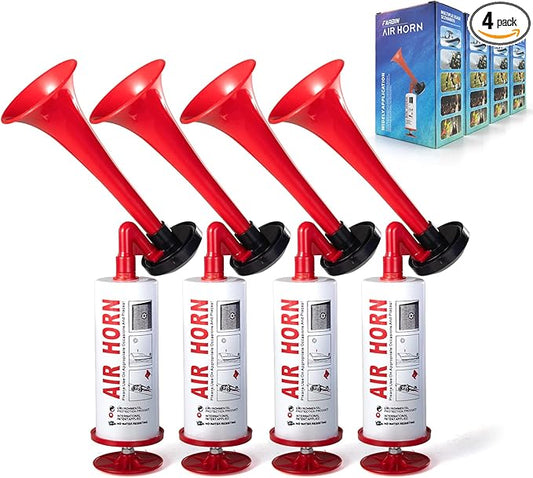 FARBIN Air horns Marine and Sports Pump Air Horn, Loud Sound Handheld Signal Boat Horn, Personal Safety Horn Alarm for Boating, Sports Events, Parties, Camping, Aggressive Animals (Handheld horn 4pcs)