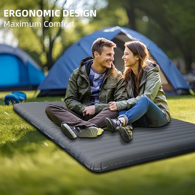 Inflatable Sleeping Pad for Camping, 2 Person Ultralight Double Sleeping Pad, Waterproof, Durable 40D Nylon Camping Pads for Backpacking & Outdoor Adventures, 78"x47.2", 3.62inch Thickness, 2.38lbs