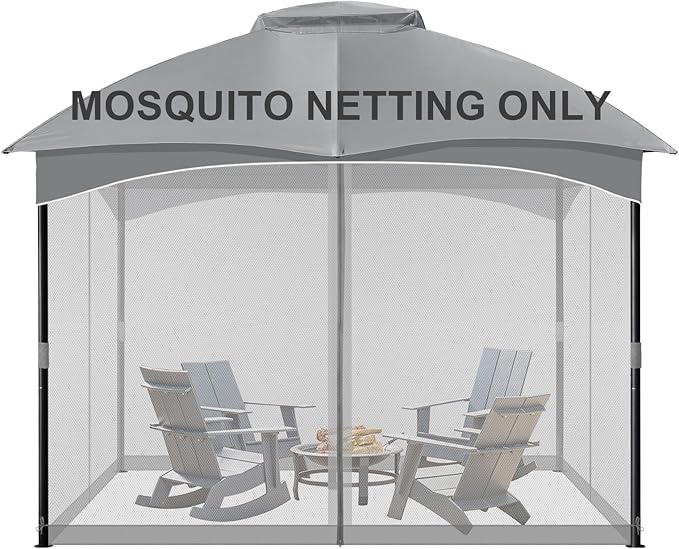 COWVIE Gazebo Replacement Netting Screen, 12' x 12' Universal Gazebo 4-Panel Mosquito Sidewalls with Double Zippers for Outdoor Patio (Only Netting)