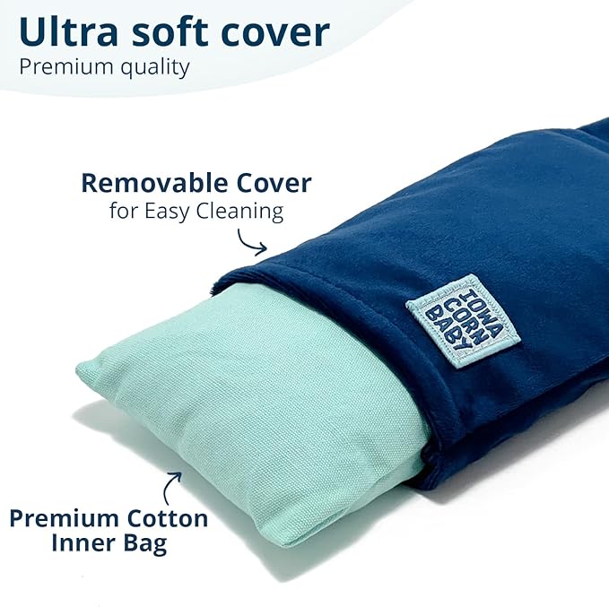 Mini - Microwavable Heating Pad & Reusable Cold Pack - Weighted Heating Pad for Cold Hands, Sore Neck, Achy Wrists - 4” x 8” - 1 lb (Oasis Blue)