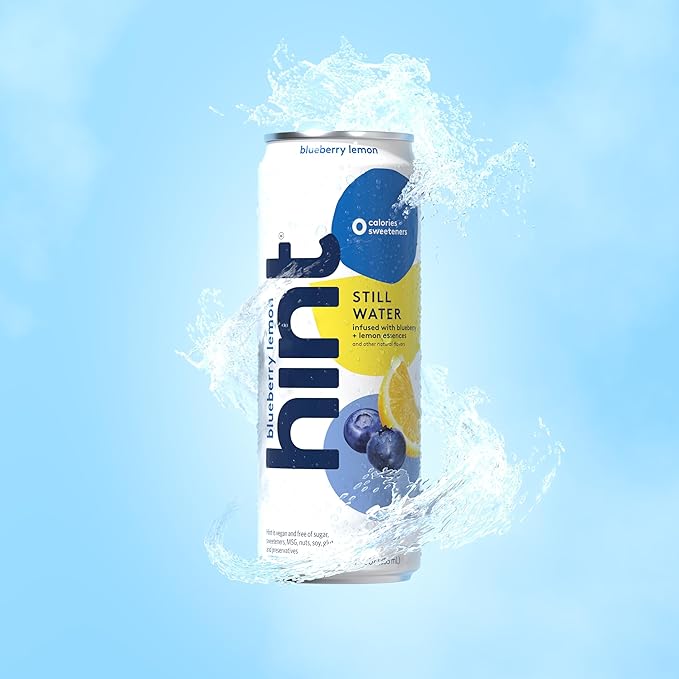 Hint Canned Water, Blueberry Lemon - Purified Flavored Water with Zero Calories, Natural Flavors, and Sugar Free - 12 Fl Oz Cans (Pack of 12)