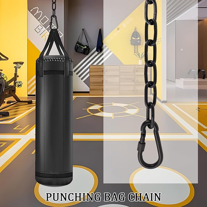 Hammock Chair Chain, 2 Pack 83in Hanging Swing Chain with 4 Carabiners, 660LB Capacity Heavy Duty Hammock Hanging Kit for Punching Bags, Swing Hangers, Porch, Patio, Playground Indoor Outdoor (Black)