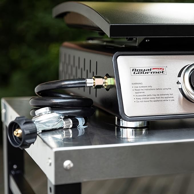 Royal Gourmet PD2301S 3-Burner Tabletop Propane Gas Griddle with Hard Cover, 24 Inch Portable Griddle for Outdoor Cooking While Camping or Tailgating, Silver & Black