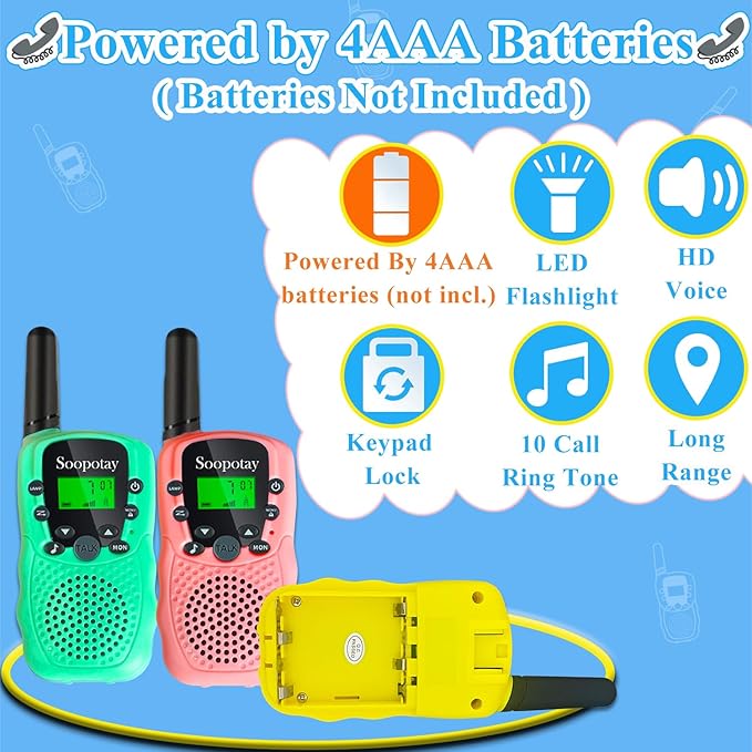 Walkie Talkies for Kids, Walkie Talkie Toys for Girls & Boys, Outdoor Toys for Ages 4-8-12, Built-in Flashlight, 22 Channels, Stocking Stuffers for Kids, Gifts for 3 4 5 6 7 8 9 10 Year Old Girls Boys
