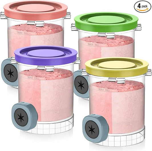 Ninja Swirl by Creami Pints and Lids - 4 Pack, 16oz Cups Compatible with NC700 Series Swirl Ice Cream & Soft Serve Makers, 13-in-1 Creami Pint Containers, Leak-Proof & Dishwasher Safe
