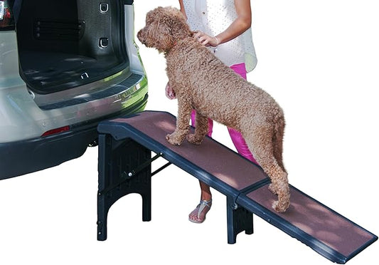 Pet Gear Free Standing Pet Ramp for Cats and Dogs, No Assembly Required, Easy Fold for Storage or Travel, Portable, Espresso