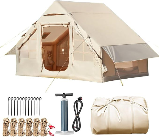 YOLENY Inflatable Camping Tent for 4-6 Person, Easy Setup Portable Water-Resistant Cabin Tent with Mesh Windows & Pumps