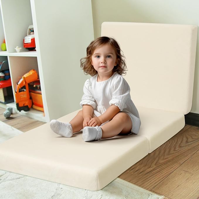 MeMoreCool Foldable Floor Mattress for Kids, Toddler Floor Nap Mat for Sleeping Daycare, Small Child Foldable Bed, Trifold Futon Portable Tri Folding Mattress, 57x22 Inch
