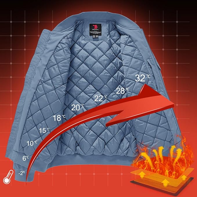 Gopune Men's Windproof Bomber Jacket Warm Water Resistant Windbreaker Winter Outwear Quilted Jackets Coats