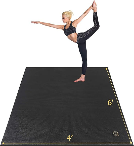 GXMMAT Large Yoga Mat 6'x4'/6'x6'/7'x5'(7mm/9mm), Extra Thick Workout Mats for Home Gym Flooring,Ultra Comfortable Non-Slip Quick Resilient Barefoot Wide Exercise Mat for Pilates,Stretching,Meditation