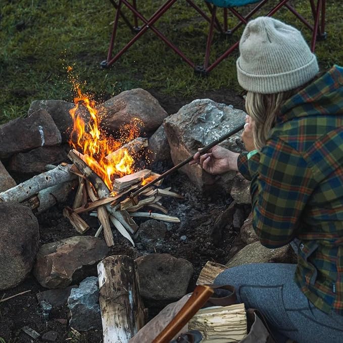 Barebones Telescoping Fire Blower: Durable Brass and Steel Tool for Camping, Campfire Grilling, Outdoor Fire Pits, and Fireplaces - Safe Indoors or Outdoors Fire-Stoking Control