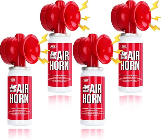 Air Horn 1.4oz 4pcs, Loud Mini Safety Boat Air Horn Can, Sports Event Starting Horn, Mini Small Compressed Blow Fog Bear, Celebrate Victory（4,Red）