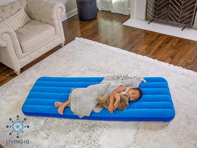 Living iQ Jr Twin-Size Kids Inflatable Air Bed, Blow-Up Mattress with Disney Marvel Spider-Man Theme, Waterproof & Puncture Resistant Vinyl, Lightweight & Portable for Travel, Hotel, Camp & Sleepover
