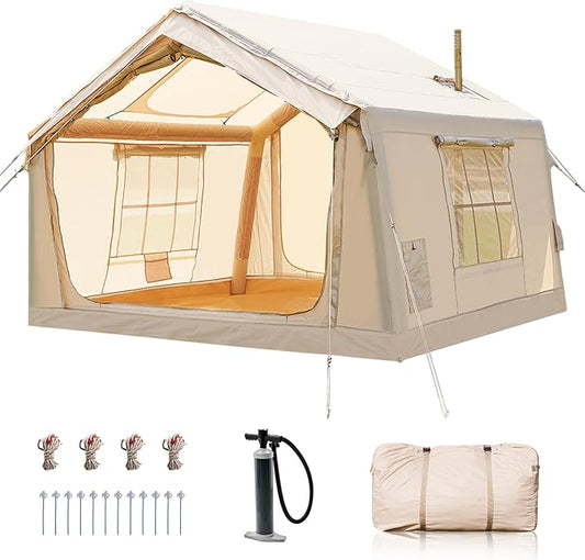 Inflatable Tents for Camping, Blow Up Tent with Hand Pump, Easy Setup InflatableTent 4 Season Tent, Waterproof Oxford Air Glamping Tents for Camping Adult 4/6/8 Person