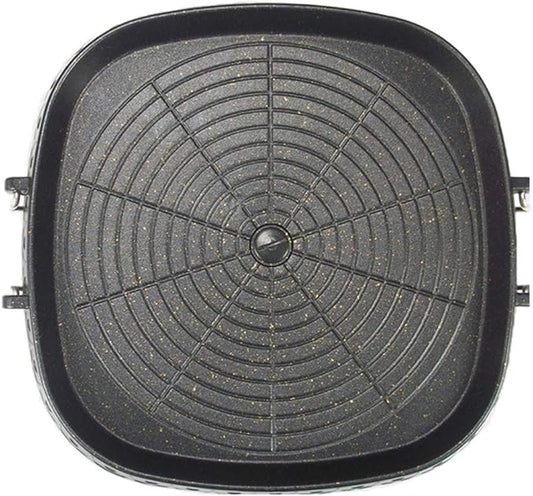 Korean Style Square Grill Pan with Maifan Coated Surface,Non-stick Smokeless Barbecue Stovetop Plate for Indoor Outdoor BBQ 32x32cm/12.5x12.5in