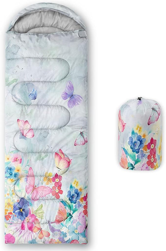 Kids Sleeping Bag for Boys Girls,Checkerboard Cat Print-Lightweight Warm Portable Outdoor Indoor-Waterproof Cold Weather Resistant Sleeping Bag for Camping Hiking