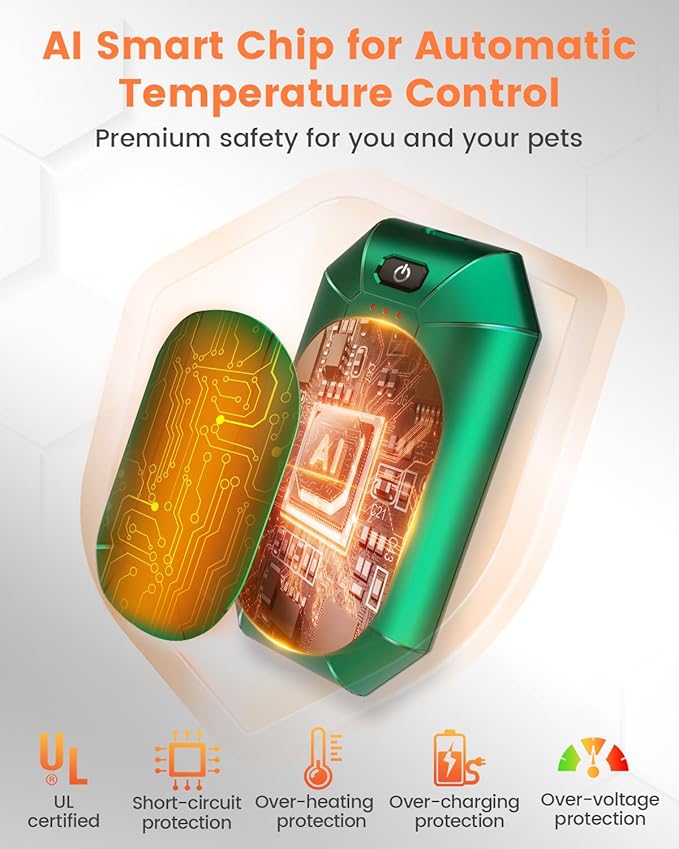 2 Pack AI Hand Warmer Rechargeable, Portable Electric Hand Warmers Reusable, USB Handwarmers, Outdoor/Indoor/Work/Studying/Camping/Hunting/Golf/Pain Relief/Game/Warm Gifts for Men Women Kids