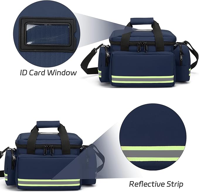 Medical Bag Empty Emergency Bag Medical Bag Organizer Professional First Responder Trauma Bag，First Aid Bagwith Detachable Dividers Medical Bag for Nurses,Home Health Care, EMT(Bag Only)