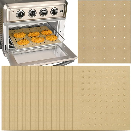 WMKGG 200 PCS Unbleached Air Fryer Parchment Paper, 11 x 9 inch Perforated Rectangular Air Fryer Toaster Oven Disposable Liners for Cuisinart, Ninja Foodi, Breville, Gowise, Black Decker