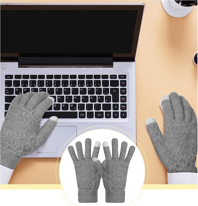 Bencailor 2 Pairs Usb Winter Heated Gloves Mitten Hand Washable Knitting Touchscreen Laptop Gloves