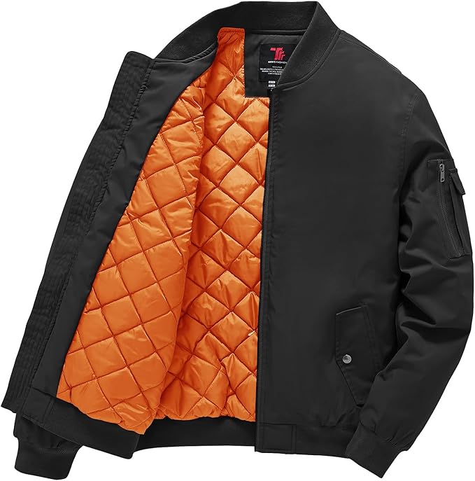 Gopune Men's Windproof Bomber Jacket Warm Water Resistant Windbreaker Winter Outwear Quilted Jackets Coats