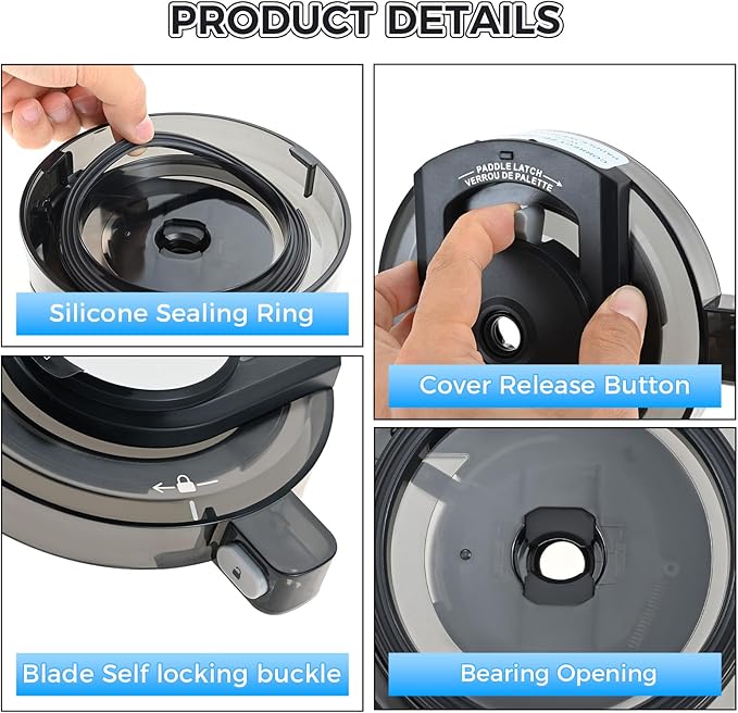 Outer Bowl Lid Compatible with Ninja Ice Cream Maker NC299AMZ, NC301, NC300, CN305A, CN301CO Series, Replacement for Ninja Creami Accessories (NO Paddle)