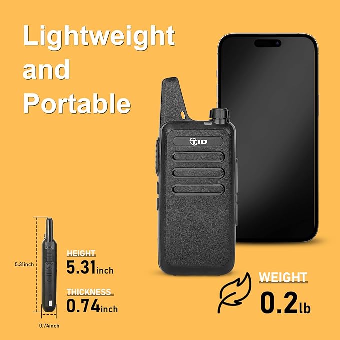 TIDRADIO TD-M8s Walkie Talkies Rechargeable, Long Range Two Way Radio, 2 Way Radio for Adults, Mini Portable for Business Commercial Work School Church Restaurant (20 Pack)