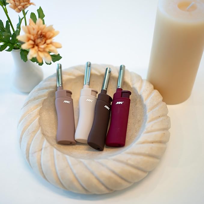 MK Candle Lighter, Butane Refillable Wind-Resistant Flame, 4-Pack for BBQ, Camping, Outdoor Use (Neutral-4PC)