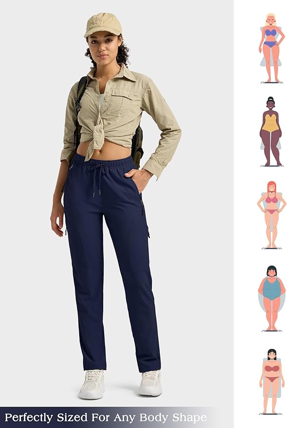 Willit Women's Hiking Pants Quick Dry Cargo Pants Lightweight Water Resistant Travel Golf Pockets Petite/Regular/Tall